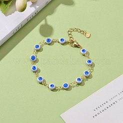 Brass Enamel Evil Eye Link Bracelets&nbsp;BJEW-JB06179