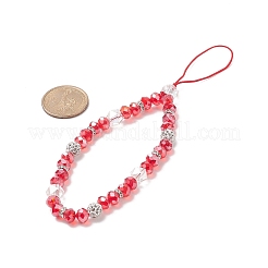 Rondelle Glass & Polymer Clay Rhinestone Beads Phone Hand Strap Chains&nbsp;HJEW-JM00877-03