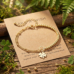 Four Leaf Clover 304 Stainless Steel Charm Bracelets&nbsp;UY0745-2