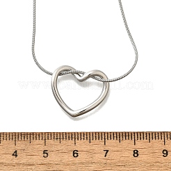 201 Stainless Steel Hollow Heart Pendant Snake Chain Necklaces for Women&nbsp;NJEW-B124-02P