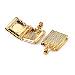 Floral Embossed Brass Locket Pendants&nbsp;KK-CBA7157-09A-G