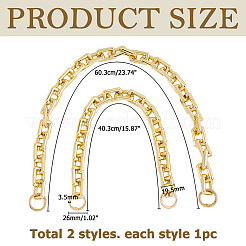 2Pcs 2 Styles CCB Plastic Rectangle Link Purse Chains&nbsp;FIND-HS0002-14G