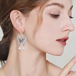 Anti-Tarnish 2 Pairs Rhodium Plated 925 Sterling Silver Earring Hooks&nbsp;STER-BBC0006-70