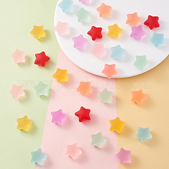 35Pcs 7 Colors Frosted Resin Cabochons&nbsp;RESI-CJ0001-224