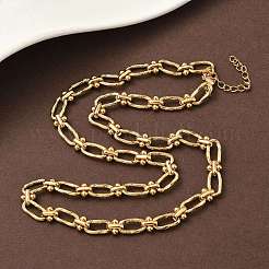 Ion Plating(IP) 304 Stainless Steel Oval Links Necklace for Women&nbsp;NJEW-B107-07G-01