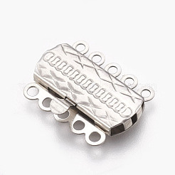 Tarnish Resistant 201 Stainless Steel Multi-Strand Box Clasps&nbsp;STAS-E441-01P