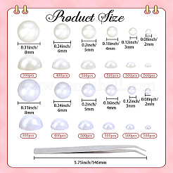 5400Pcs 12 Styles Half Round ABS Plastic Imitation Pearl Cabochons&nbsp;OACR-PA0001-18