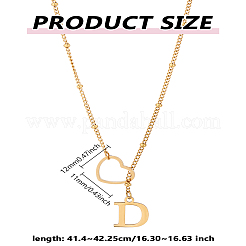 1Pc Letter & Heart Stainless Steel Lariat Necklaces for Women&nbsp;NJEW-LP0002-87G-D