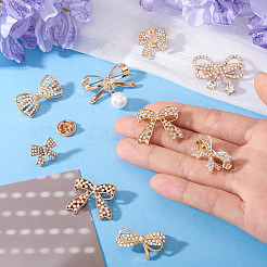 9Pcs 9 Styles Bowknot Shape Alloy Rhinestone Lapel Pin Backs for Backpack Clothes&nbsp;JEWB-TA0001-26