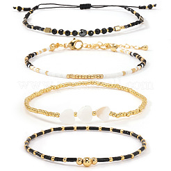 4Pcs 4 Styles Glass Seed Bead Stretch Bracelet Set&nbsp;FG0392-1