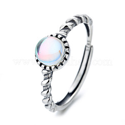 925 Sterling Silver & Natural Moonstone Adjustable Finger Rings&nbsp;FS-WG9EA45-02