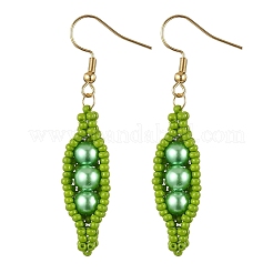 304 Stainless Steel Glass Seed Beads Pea Dangle Earrings&nbsp;EJEW-MZ00557