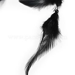 Moon Woven Web/Net with Feather Hanging Ornaments&nbsp;HJEW-G025-09A