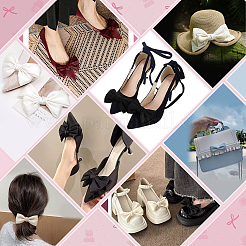 2Pcs Bowknot Satin Face with Iron Shoe Buckle Clips&nbsp;FIND-PH0028-06C