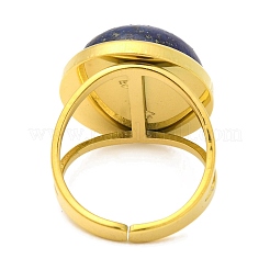 Round Natural Lapis Lazuli Finger Rings&nbsp;RJEW-Q822-54G-02