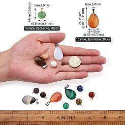 40Pcs 20 Style Natural & Synthetic Gemstone Pendants&nbsp;G-PJ0001-01