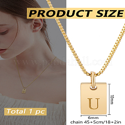 1Pc Stainless Steel Letter Rectangle Pendant Necklaces&nbsp;NJEW-LP0001-34U-G