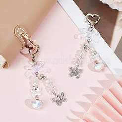 2Pcs Butterfly Alloy Pendant Decorations&nbsp;HJEW-BBC0001-03