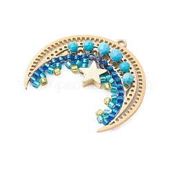 Bohemian Style Dyed Natural Magnesite & Handmade Glass Seed Beads Loom Pendants&nbsp;PALLOY-MZ00352