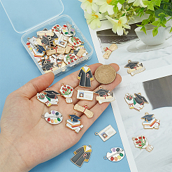 48Pcs 8 Styles Graduation Season Alloy Enamel Pendants&nbsp;ENAM-PH0002-85