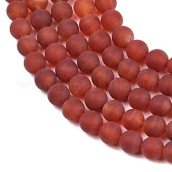 Frosted Natural Red Agate Beads Strands&nbsp;G-F372-8mm-01