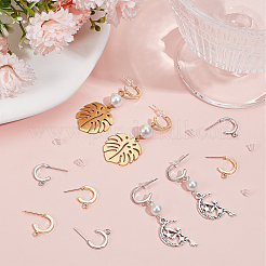 20Pcs 2 Colors Brass Stud Earring Findings with 20Pcs Plastic Ear Nuts&nbsp;FIND-BBC0002-13