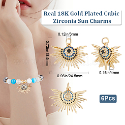 6Pcs Brass Cubic Zirconia Pendants&nbsp;KK-BBC0009-56