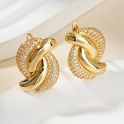 Elegant Brass Clear Cubic Zirconia Twist Stud Earrings&nbsp;NN5880-1