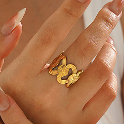 304 Stainless Steel Open Cuff Rings for Women&nbsp;WG62170-01