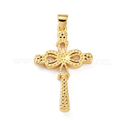 Brass Micro Pave Clear Cubic Zirconia Pendants&nbsp;ZIRC-A021-14G