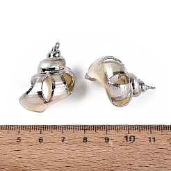 Electroplate Natural Sea Shell Pendants&nbsp;SSHEL-Q100-03P