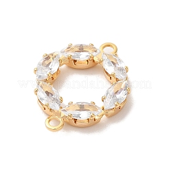Brass Pave Clear Cubic Zirconia Horse Eye Ring Links Connector Charms&nbsp;KK-M294-02G