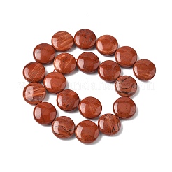 Natural Crackle Flat Round Red Jasper Beads Strands&nbsp;G-L246-21