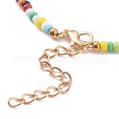 Rainbow Round Opaque Colours Glass Seed Beaded Necklaces&nbsp;NJEW-JN03362-02