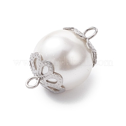 White Round Shell Pearl Links Connector Charms&nbsp;PALLOY-JF04383