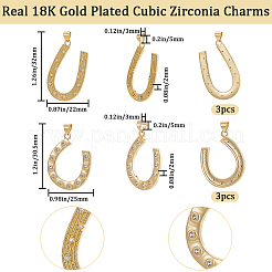 6Pcs 2 Style Rack Plating Brass Micro Pave Cubic Zirconia Pendants&nbsp;KK-BBC0009-86