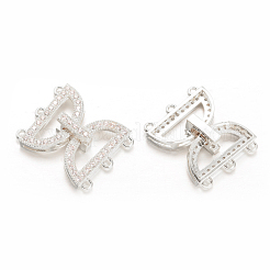 Brass Micro Pave Cubic Zirconia Fold Over Clasps&nbsp;KK-L134-06