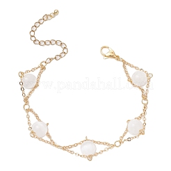 Natural Moonstone Round Beads Link Bracelets for Women&nbsp;BJEW-JB12149-01