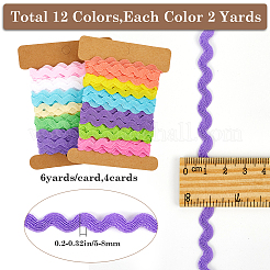4 Cards 2 Styles  Polyester Wavy Fringe Trim Ribbon&nbsp;DIY-GF0009-48C