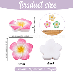105Pcs 7 Colors Plumeria Flower Opaque Resin Cabochons&nbsp;CRES-UN0001-04