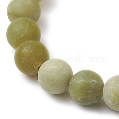 Frosted Natural TaiWan Jade Round Beaded Stretch Bracelets for Women Men&nbsp;BJEW-JB11478-02