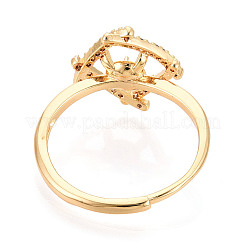Rhombus Brass Micro Pave Clear Cubic Zirconia Cup Peg Ring Settings&nbsp;KK-T076-10G