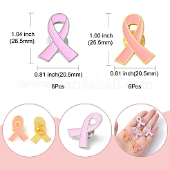 12Pcs 2 Styles Breast Cancer Awareness Pink Ribbon Enamel Pin&nbsp;JEWB-FS0001-08