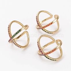 Brass Micro Pave Cubic Zirconia Cuff Rings&nbsp;RJEW-C101-13G