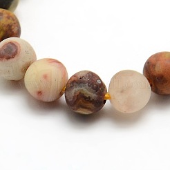 Frosted Natural Crazy Lace Agate Round Bead Strands&nbsp;G-M063-8mm-02