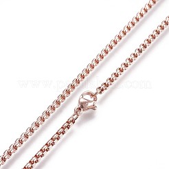 304 Stainless Steel Box Chain Necklaces&nbsp;NJEW-P244-01RG