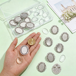 15Pcs Vintage Oval Alloy Brooch Cabochon Bezel Settings&nbsp;FIND-UN0010-62