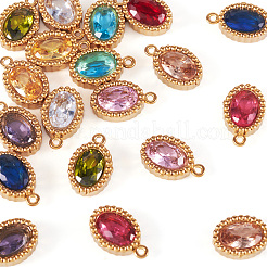 20Pcs 10 Colors 304 Stainless Steel Micro Pave Cubic Zirconia Charms&nbsp;STAS-TA0002-92
