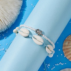 2Pcs 2 Style Glass Seed & Alloy Turtle Beaded Stretch Bracelets Set&nbsp;BJEW-JB09707