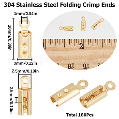 180Pcs 304 Stainless Steel Folding Crimp Ends&nbsp;STAS-SC0005-40A